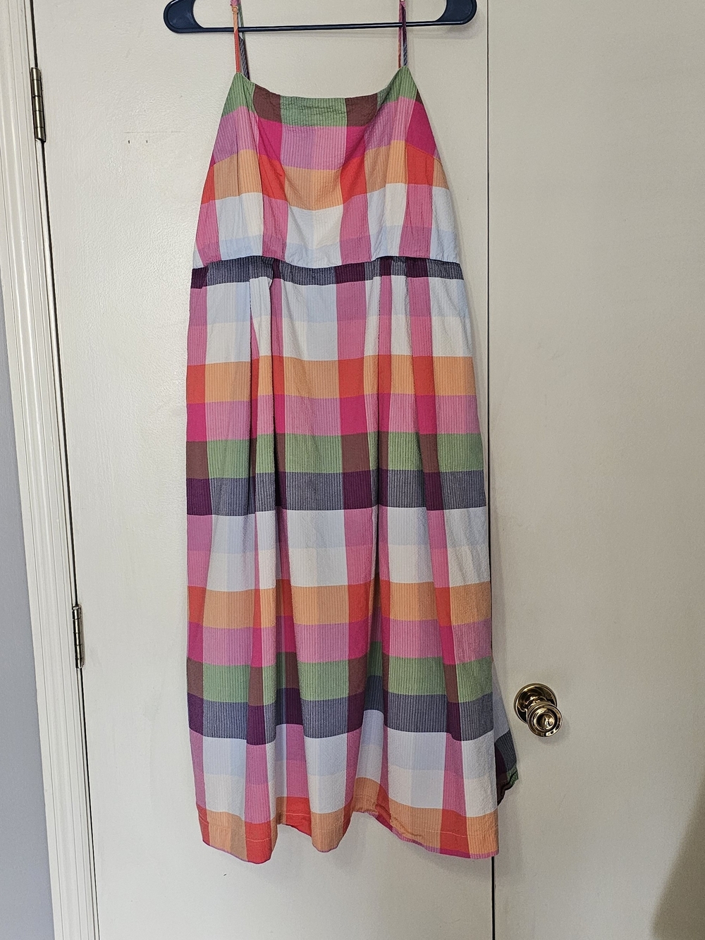 kate spade Multicolor Plaid Maxi Dress In Pastel Gingham Texture Sz XL